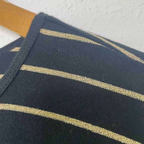 Lauren Ralph Lauren Lightweight Knit Black Gold Striped Long Sleeve Top Size 3X - Picture 6 of 7